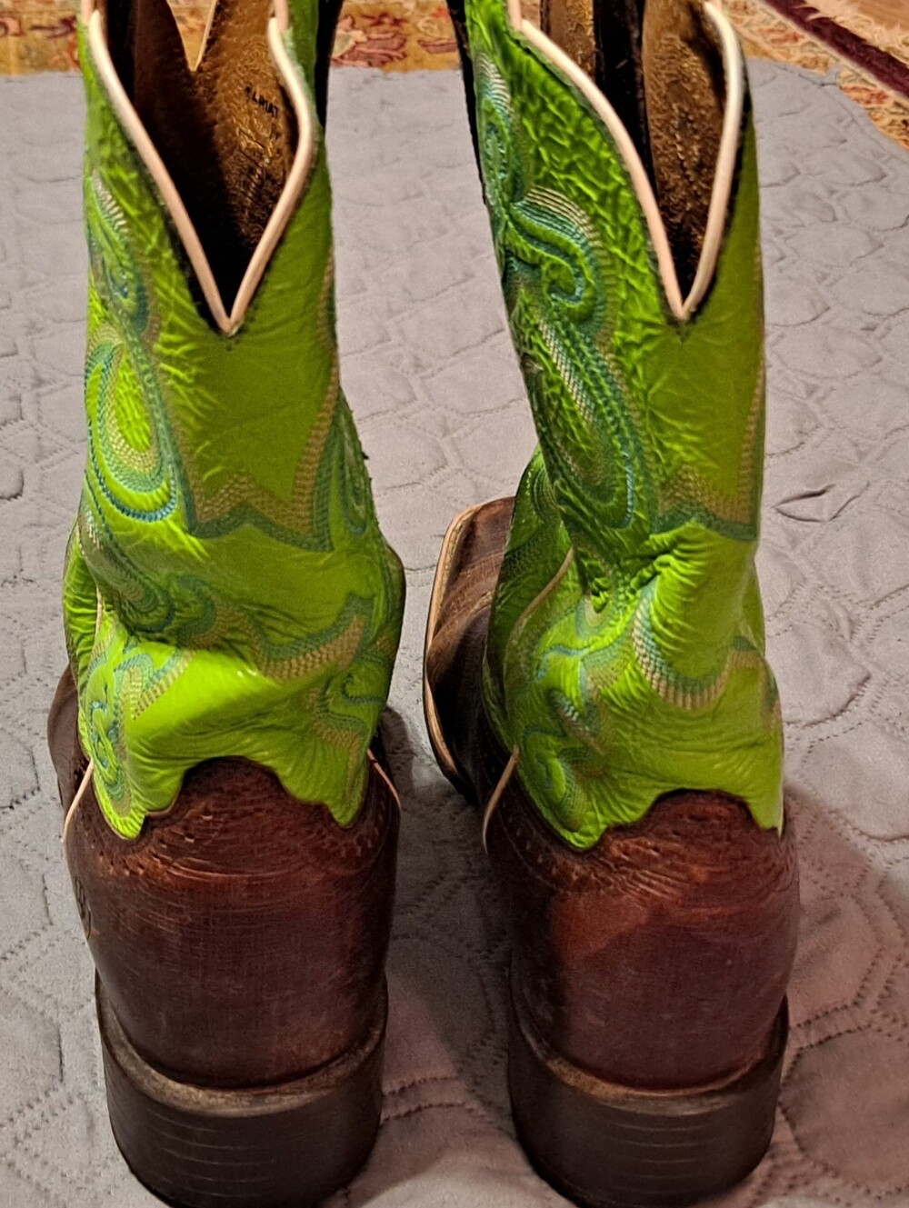 Ariat Mens Green Embroidered Western Cowboy Boots Size 8.5 - Picture 4 of 8